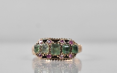 A 19th Century Emerald, Ruby and 15ct Gold Ring Comprising F...