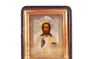 A 19th Century Russian Icon of Christ Pantocrator, Christ sh...