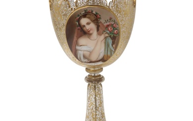 A 19th century Bohemian glass goblet