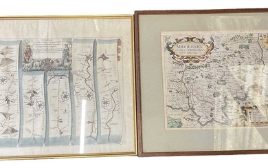 A 19th century map of Middlesex, 28.5 x 35cm, framed...