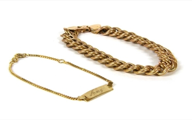 A 9ct gold hollow double curb link bracelet