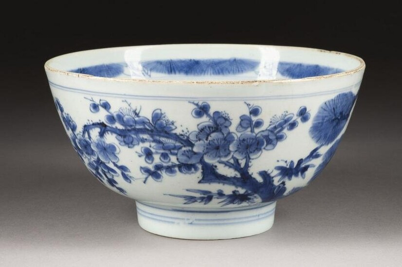 A BLUE-AND-WHITE 'THREE FRIENDS OF WINTER' BOWL