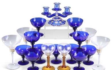 A COLLECTION OF GLASS, including Murano three-light