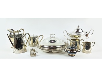 A COLLECTION OF SILVER PLATE, including Victorian tea and co...