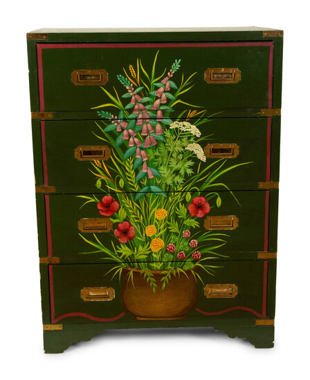 A Campaign Style Painted Secretary/Chest