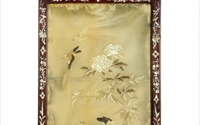 A Cantonese silk panel, late 19th century
