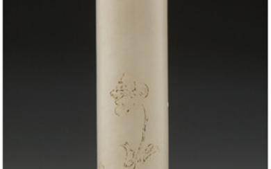 A Chinese Carved White Jade Pipe