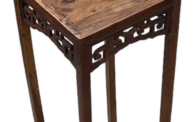 A Chinese hardwood stand, height 56cm, top measures 20.5 x...