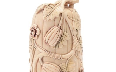 Y A Chinese ivory 'erotic' gourd carving
