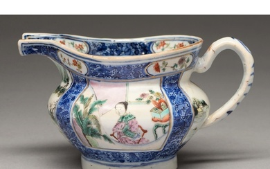 A Chinese underglaze blue and famille rose milk jug, early 1...