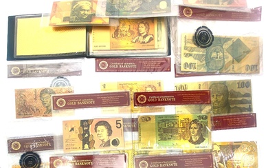 A Collection of Australian Gold Plated Notes