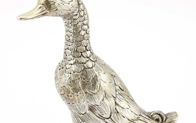 A Continental silver model of an Indian runner duck
