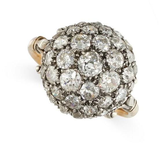 A DIAMOND BOMBE DRESS RING set with old cut and rose