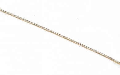 A DIAMOND LINE BRACELET, DIAMONDS TOTALLING 3.60CTS IN 18CT GOLD, LENGTH 180MM