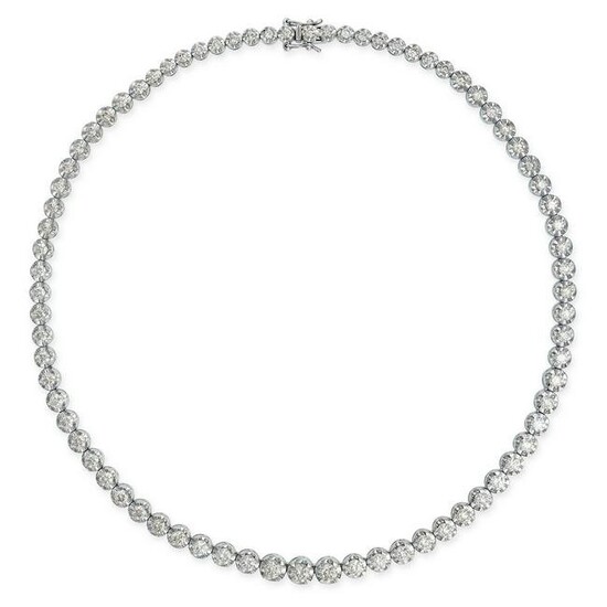 A DIAMOND RIVIERE NECKLACE in 14ct white gold, set with a single row of graduating round brilliant
