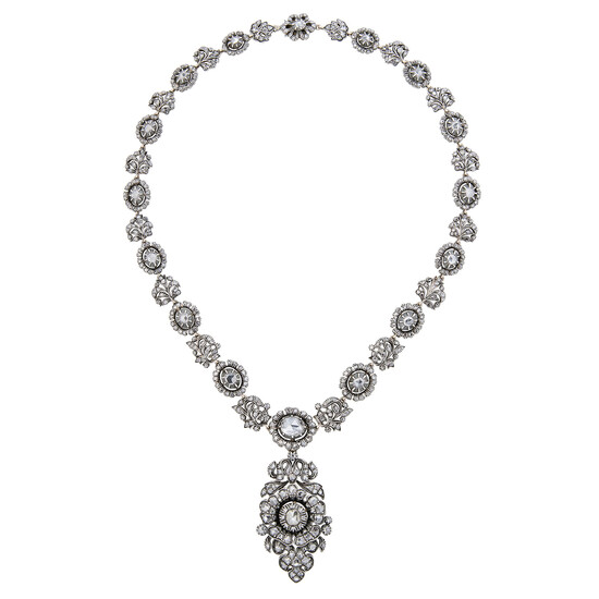 A Diamond, Silver and Gold Convertible Pendant Necklace