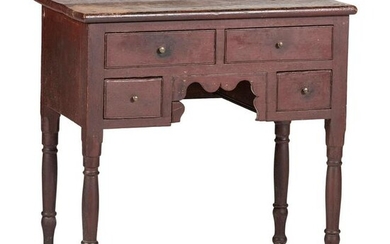 A Federal Red-Painted Walnut Dressing Table