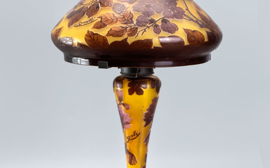 A Fine Galle Style Cameo Glass Table Lamp, 1950's