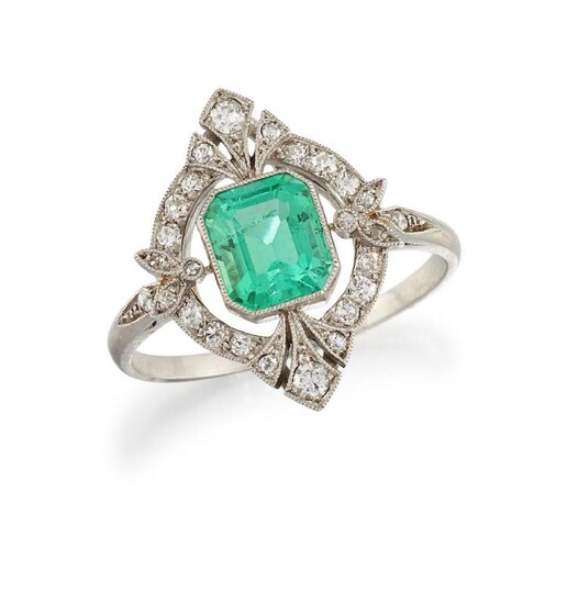A French Belle Epoque, platinum, emerald and...