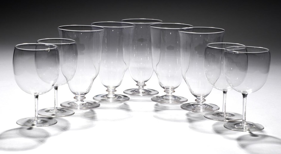 A GROUP OF NINE ENGLISH DRINKING GLASS, POSSIBLY JAMES POWEL...