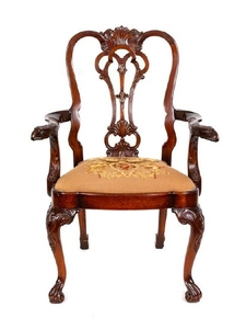 A George III Style Carved Mahogany Armchair