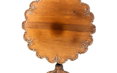 A George III Style Dragon-Fly Carved Mahogany Tilt-Top Tea Table