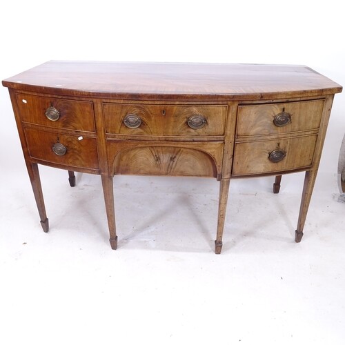 A George III mahogany crossbanded bow-front sideboard, with ...