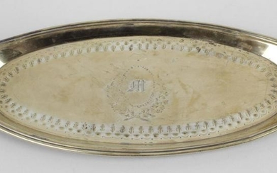 A George III silver snuffer tray, the elongated oval