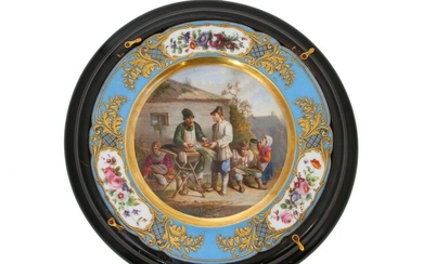 A HAND-PAINTED PORCELAIN PLATE BY FEUILLET NEVEU