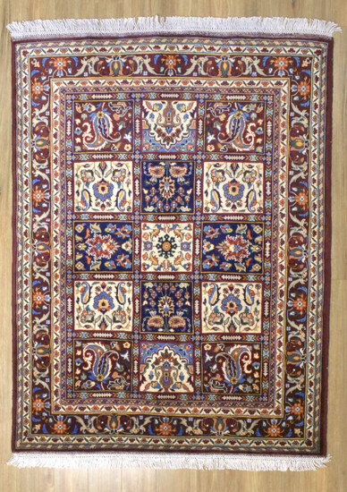 A HANDKNOTTED PURE WOOL RARE GARDEN DESIGN AFGHAN KUNDUS RUG