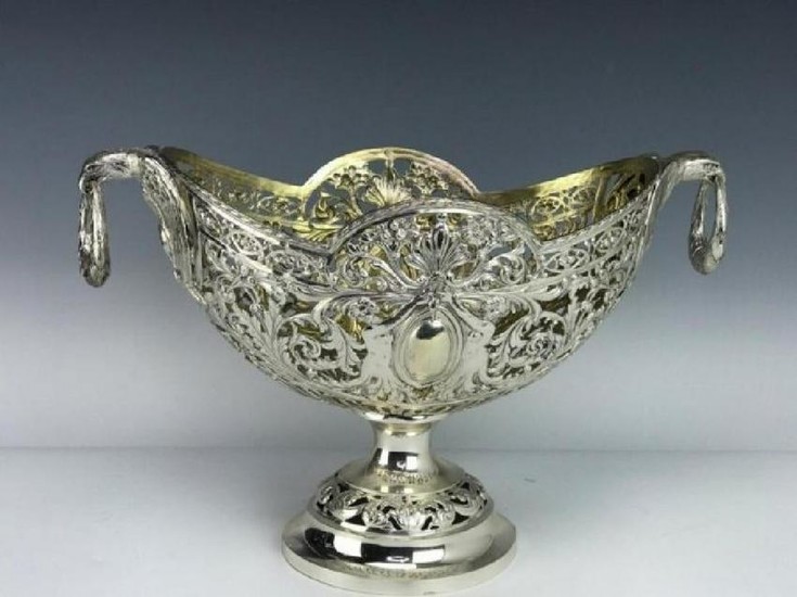 A LARGE CONTINENTAL SILVER RETICULATED BASKET