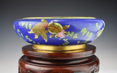 A LARGE QING DYNASTY CHINESE CLOISONNE WATER POT