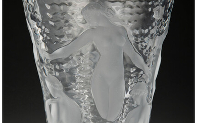 A Lalique Clear and Frosted Glass Ondines Vase (post-1945)