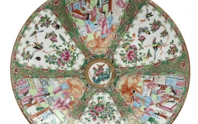 A Large Chinese Export Porcelain Rose Medallion Charger
