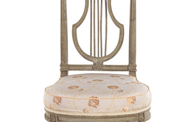 A Louis XVI Style Gray Painted Side Chair