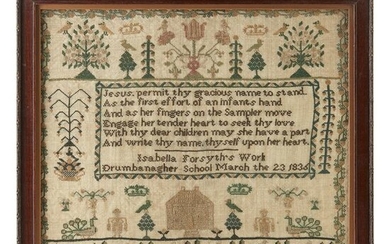 A NEEDLEWORK SAMPLER DATED 1836 worked in coloured