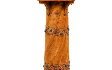 A Nailhead Decorated Leather Clad Pedestal