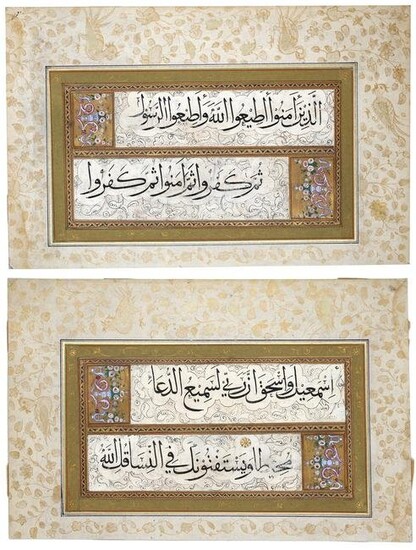 A PAIR OF OTTOMAN CALLIGRAPHIC PANELS, 19TH CENTURY