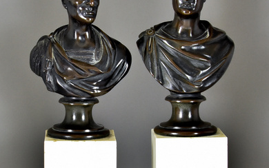 A Pair of Brown Patinated Bronze Busts of The Duke...