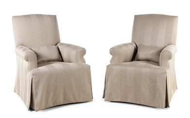 A Pair of Herringbone-Upholstered Armchairs