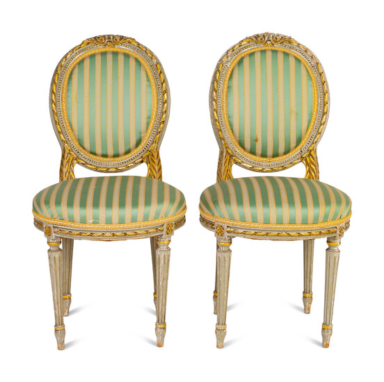 A Pair of Louis XVI Style Painted Side Chairs