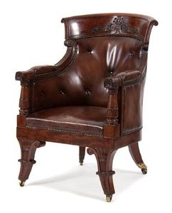 A Regency Mahogany Grecian Library Chair Height 40 1/2