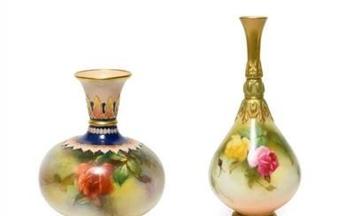 A Royal Worcester Hadley Ware Porcelain Bottle Vase, of ovoid...