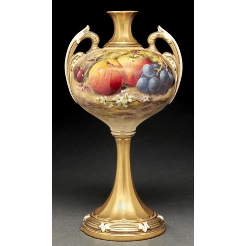 A Royal Worcester vase, 1926, painted by Ricketts, signed, w...