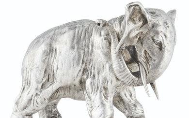 A SILVER TABLE LIGHTER IN THE FORM OF AN ELEPHANT