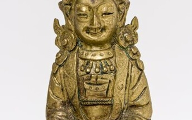 A SINO-TIBETAN BRONZE BUDDHA SHAKYAMUNI, probably
