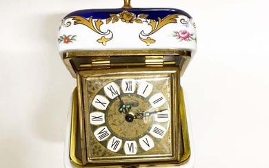 A Sevres Style Hand Painted Porcelain Table Clock
