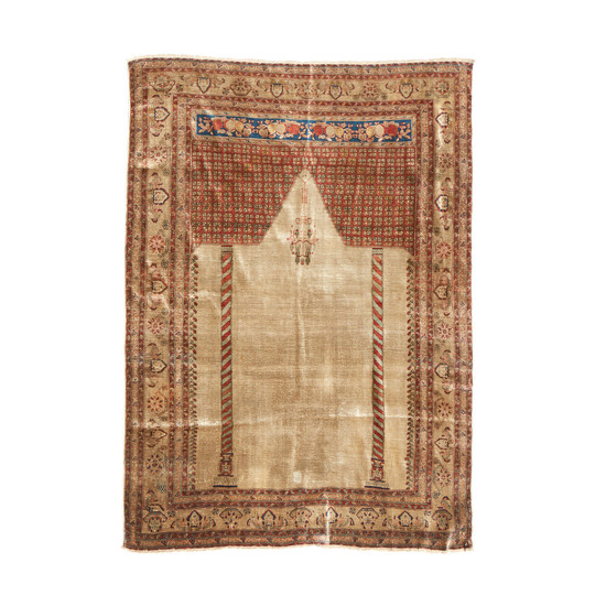 A Tabriz Silk Prayer Rug
