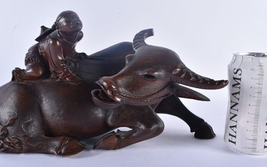 A VERY FINE 19TH CENTURY CHINESE CARVED HARDWOOD FIGURE OF A BUFFALO Qing, of unusually good quality