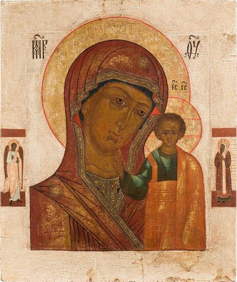 A VERY LARGE ICON SHOWING THE KAZANSKAYA MOTHER OF GOD